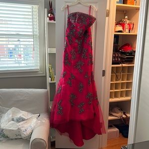 Worn once - pink with black lace & beading.